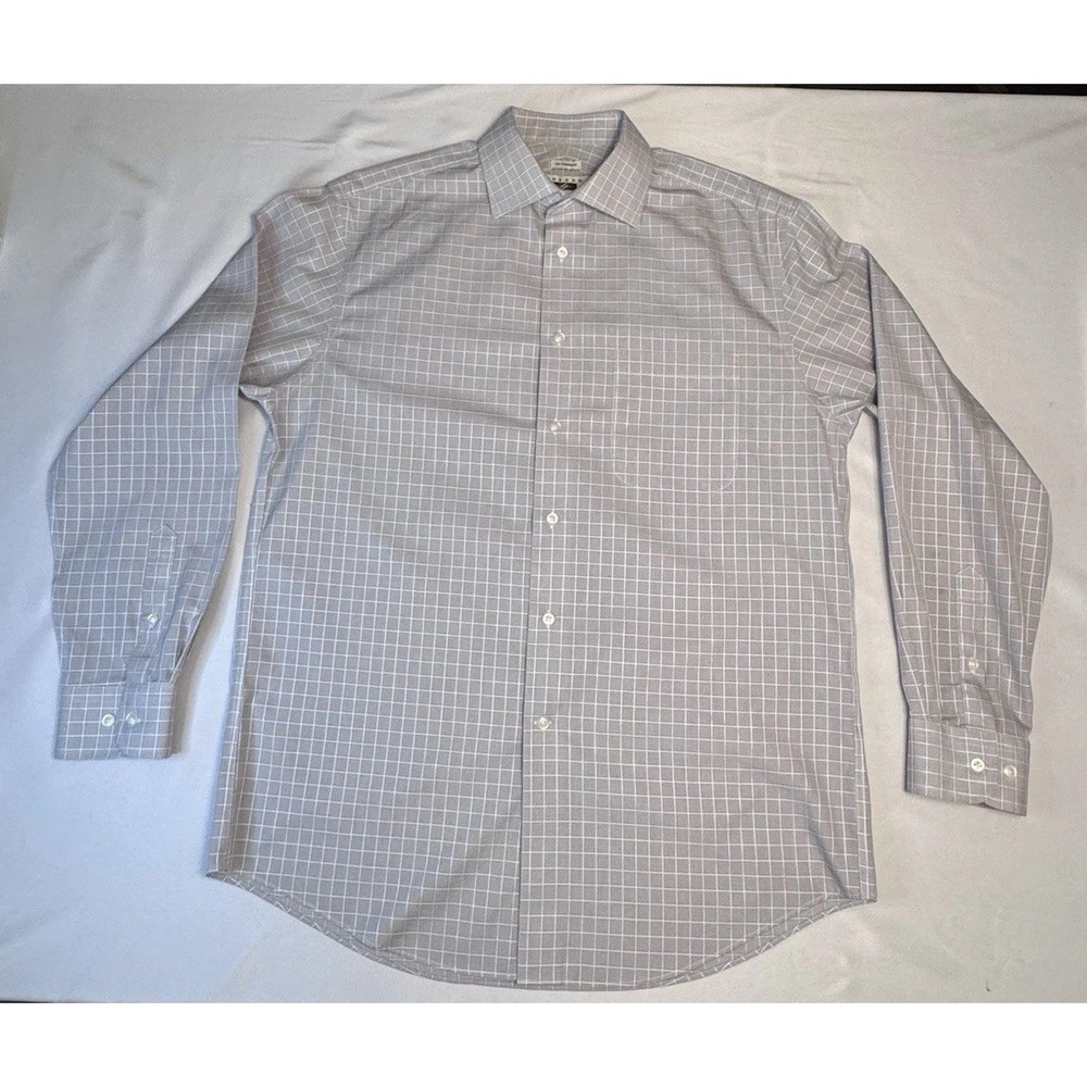 Joseph Abboud Men's Button-Up Grey Plaid Sz‎ 16-35